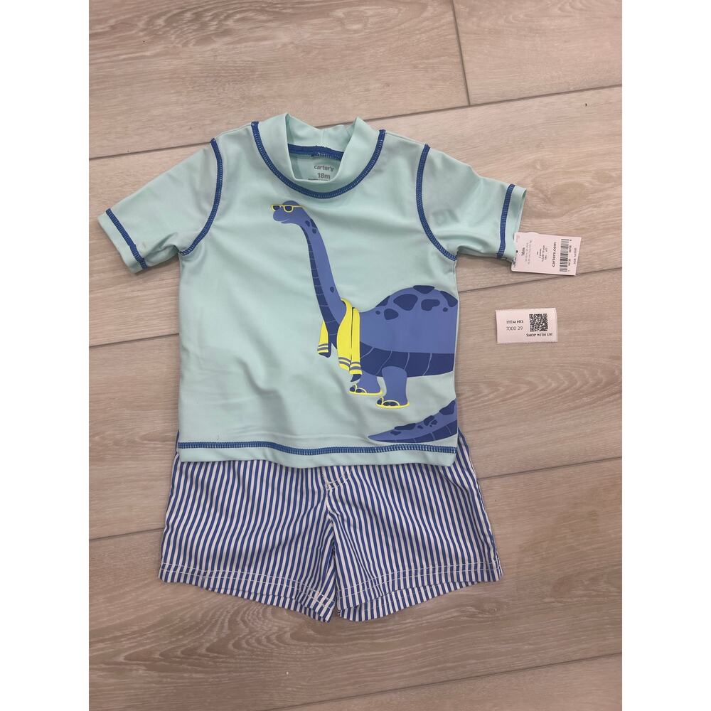 Carter’s Baby Boy Dinosaur Rashguard Swim Set 18M NWT